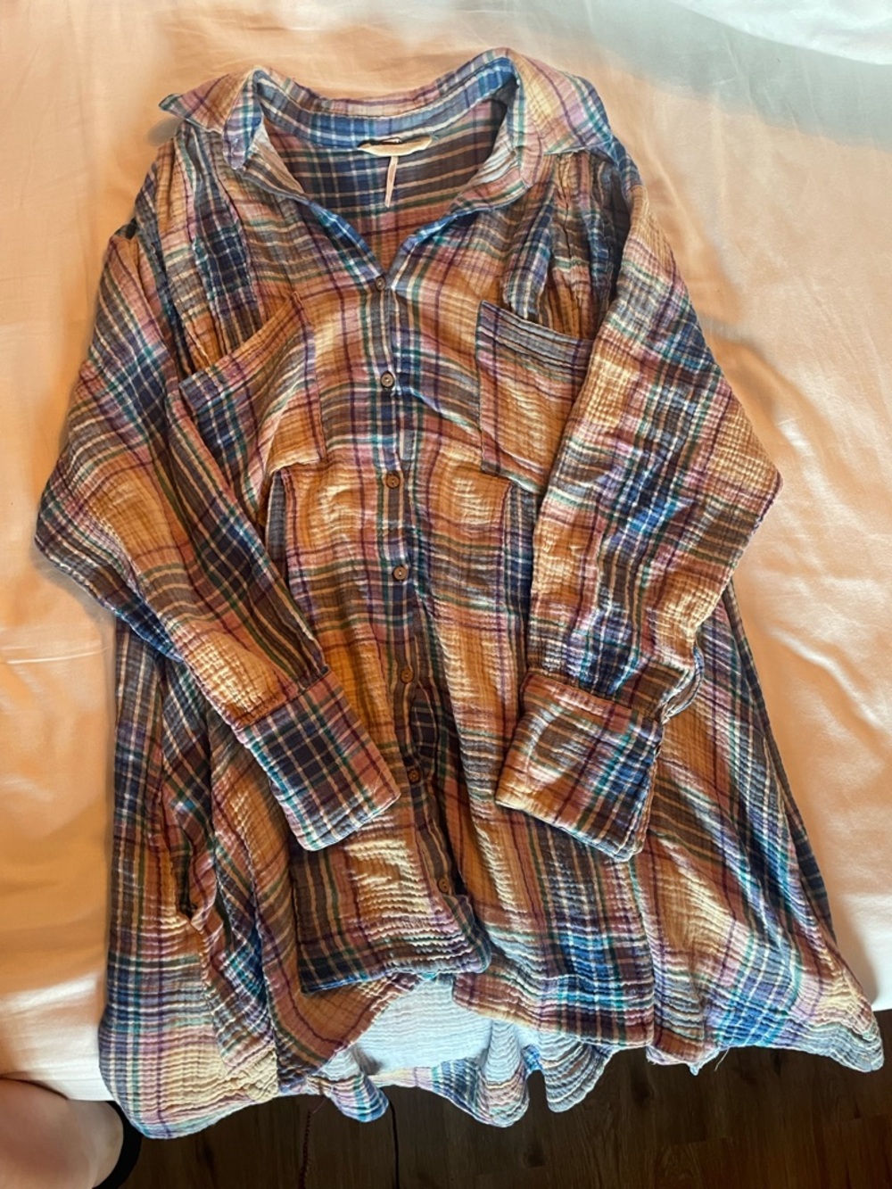FP Plaid Button-Up Tunic